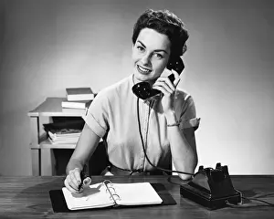 Using Phone Prints: Woman answering phone