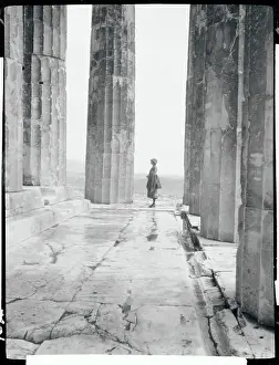Athens Prints: Woman at Athens Ruins