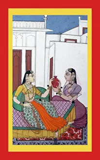 Dais Prints: Woman with attendant by Green Pillow