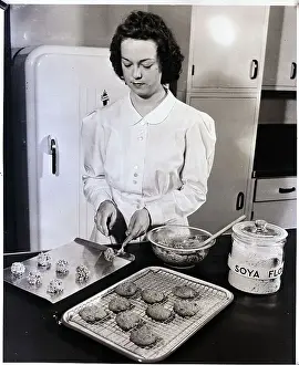Homemade Prints: Woman Baking Cookies with Soya Flour