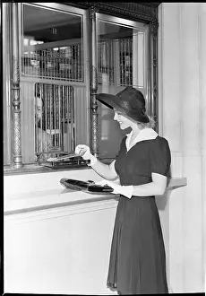 Photographers Model Prints: Woman At Bank Teller Window