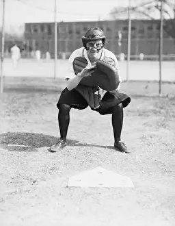 Catcher Prints: Woman Baseball Play At Spring Training