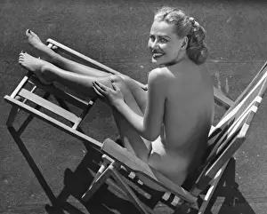 Woman in beach chair