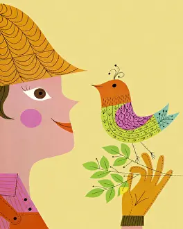 Facia Prints: Woman and Bird