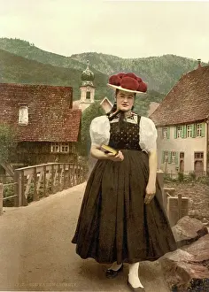 Culture Prints: Woman from the Black Forest in typical traditional costume