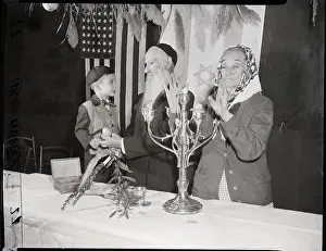 Blessing Prints: Woman Blesses Candles, Man Talks To Chil