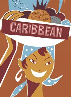 Balance Prints: Woman with a Bowl of Fruit on Her Head