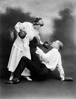 Floor Prints: Woman Boxing Man To The Floor