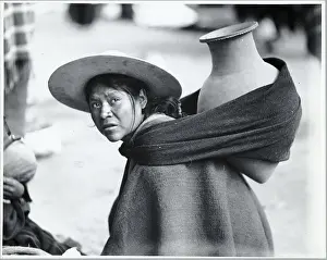 Heavy Prints: Woman Carrying Clay Vessel On Back