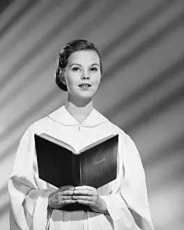 Singer Prints: Woman choir singer holding songbook