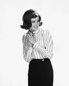 Top Garment Prints: Woman with clasped hands against chest