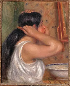 Hygiene Prints: Woman Combing Her Hair, by Pierre-Auguste Renoir