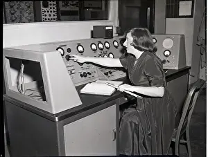 Cyclotron Prints: Woman At Controls Of Cyclotron