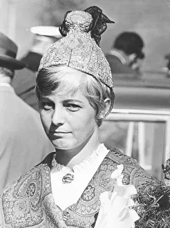 Headgear Prints: Woman in costume with gold hood