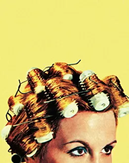 Facial Expression Gallery: Woman with curlers in her hair