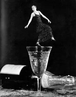 Champagne Prints: Woman Dancing on Champagne Glass