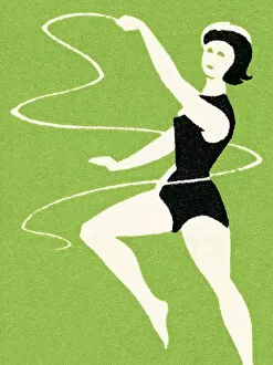 Images Dated 10th October 2003: Woman dancing with ribbon