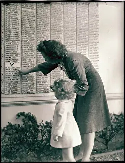 Norwalk Prints: Woman And Daughter At Honor Roll Wall