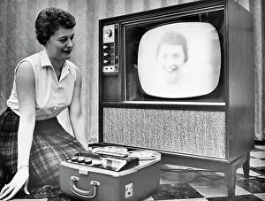 Tape Recorder Prints: Woman Demonstrates New Video Recording Process