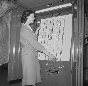 Woman Demonstrating Voting Machine