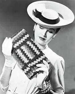 Stylish Prints: Woman with Designer Handbag