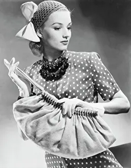 Stylish Prints: Woman With Designer Handbag