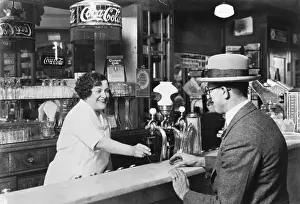 Commerce Prints: Woman Dispensing Coke At Soda Fountain