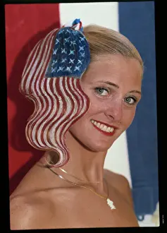 Woman Displaying Patriotic Hairdo