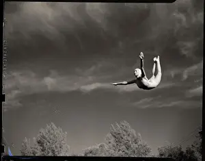 Diving Prints: Woman Diving in Air