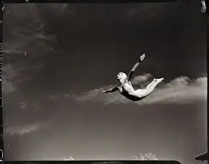 Diving Prints: Woman Diving in Air
