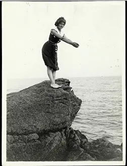 Diving Prints: Woman Diving Off Of A Rock