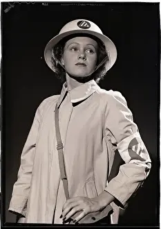Air Raid Prints: Woman Dressed as Air-Raid Warden
