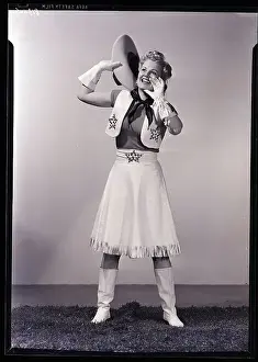 Cowgirl Prints: Woman Dressed as Cowgirl Shouting
