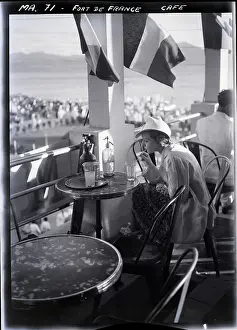 Thirst Prints: Woman Drinking Beverage On Cafe Terrace