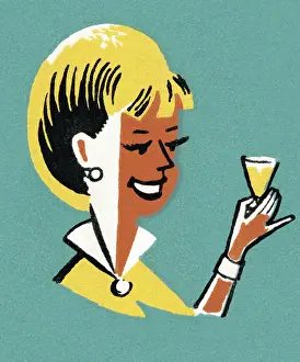 After Work Prints: Woman Drinking a Cocktail