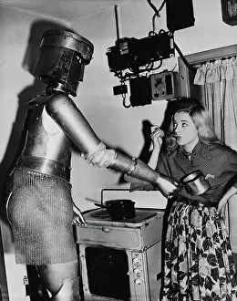 Robot Prints: Woman With Early Robot On Tv Show