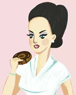 Images Dated 30th November 2016: Woman Eating Donut