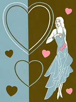 Brown Background Prints: Woman in Fancy Dress