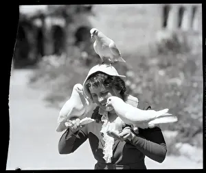 Pigeon Prints: Woman Feeding Pigeons
