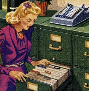 Businesswoman Prints: Woman Filing