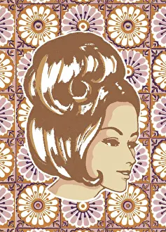 Hair Bun Prints: Woman with Floral Background
