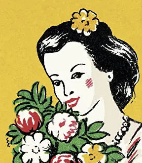 Arrangement Prints: Woman with Flowers