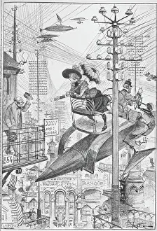 Futuristic Prints: Woman in Flying Machine