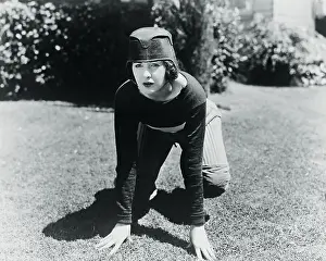 Woman in Football Uniform