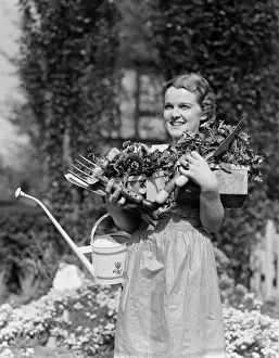 One Mid Adult Woman Only Prints: Woman gardening