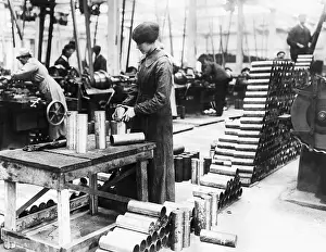 Ammunition Prints: Woman Gauging Shells In Munition Plant
