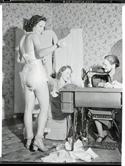 Sewing Prints: Woman Getting Measurements Taken