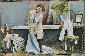 Woman Getting Undressed for Bath