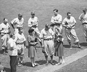 Receiving Prints: Woman Giving Medal To Brooklyn Dodger