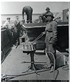 Puget Sound Prints: Woman Heating Rivets @ Ship Yard - 1919
